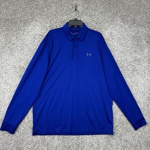 Under Armour Performance Polo Shirt Men's XL Blue Long Sleeves Stretch Loose